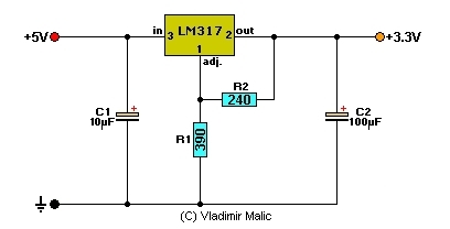 Stabiliser 3.3V for PCI 2.2 ' schematic diagram